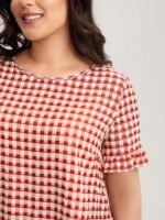 Gingham Print Button Back Blouse - Image 8