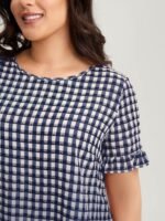 Gingham Print Button Back Blouse - Image 15