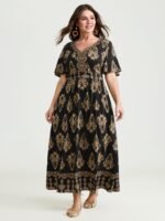 Paisley Print Pockets Shirred Waist Maxi Dress - Image 10
