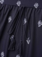 Floral Waist-Tie Notched Collar Midi Dress - Image 7