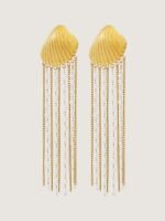 Seashell Element Tassel Drop Earrings - Image 3