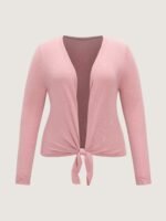 Front Tie Wrap Cropped Cardigan - Image 7