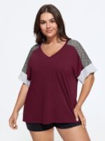 Supersoft Color Contrast Sleeve V-Neck T-Shirt - Image 15