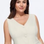 V Neck Plain Back Adjustable Belt Vest