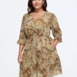 Animal Print Wrap Neck Tiered Mini Dress