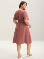 Floral Embroidered Waist-Cinched Midi Dress - Image 11