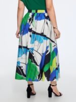 Abstract Art Print Elastic Waist Midi Skirt - Image 3