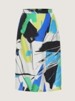 Abstract Art Print Elastic Waist Midi Skirt - Image 8
