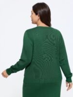 Textured Solid V Neck Front Button Cardigan - Image 3
