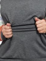 Supersoft Colorful Striped Sleeve Criss‑Cross Stitch Sweatshirt - Image 5