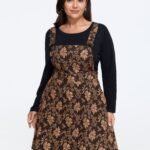 Fall Floral Textured Pockets Mini Dress