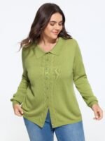 Supersoft Polo Collar Cable Knit Button Down Cardigan - Image 2