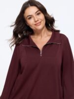 Supersoft Half Zip Collar Loose Sweatshirt - Image 2