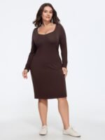 Supersoft Sweetheart Neck Long Sleeve Midi Dress