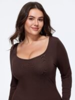 Supersoft Sweetheart Neck Long Sleeve Midi Dress - Image 2