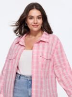 Plaid Print Button Down Shirt Jacket - Image 2