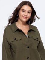 Lapel Collar Button‑Front Flap Pockets Jacket - Image 2