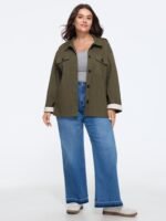 Lapel Collar Button‑Front Flap Pockets Jacket - Image 4