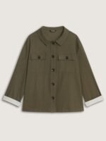 Lapel Collar Button‑Front Flap Pockets Jacket - Image 8