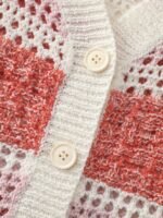 V Neck Striped Cut Out Button Down Cardigan - Image 5