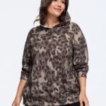 Leopard Print Drop Shoulder Hoodie Sweatshirt
