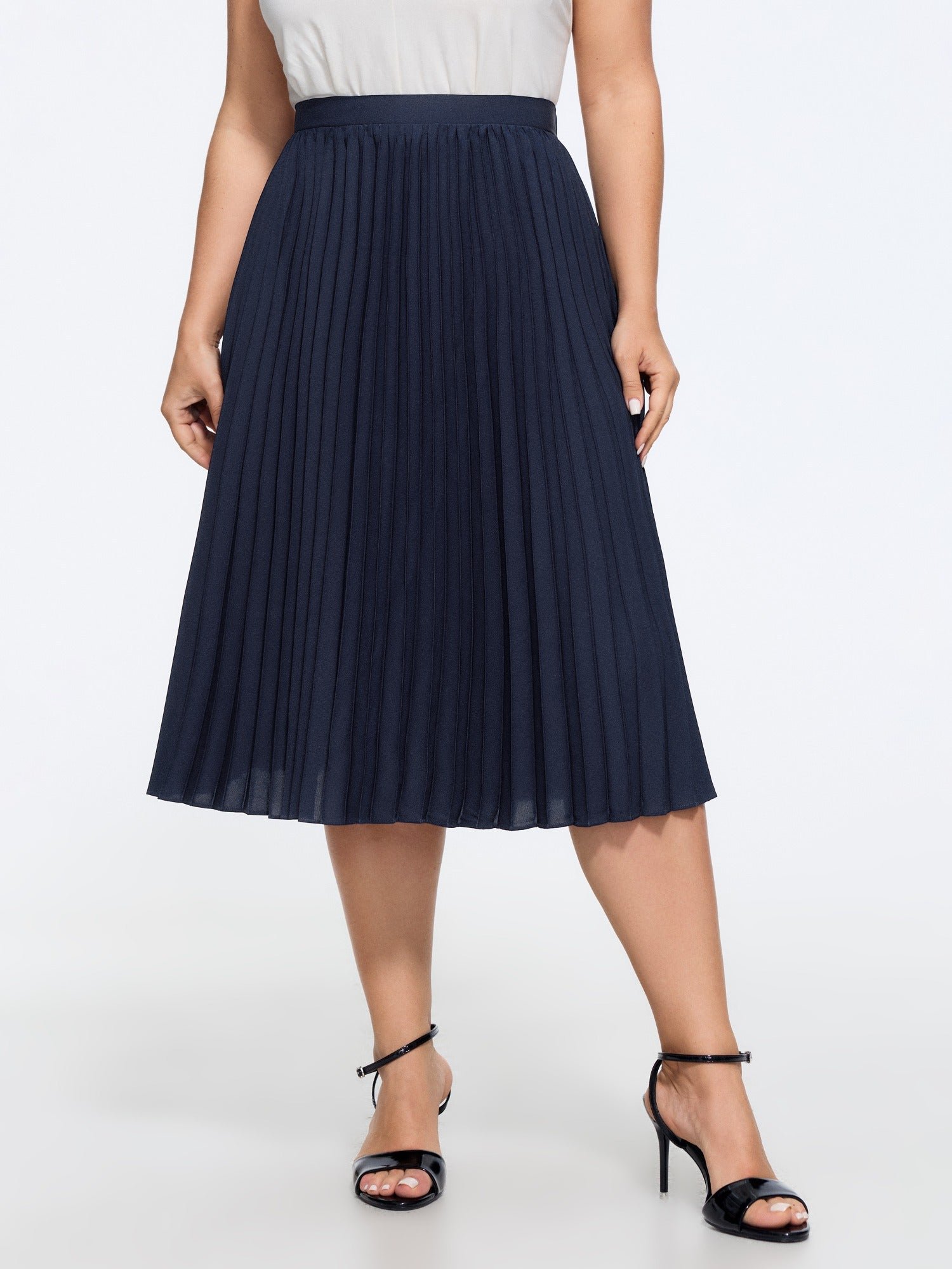 1785983059276_584364-1.jpg Solid Pleated Flowy Midi Skirt - Image 1