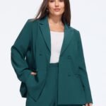 Lapel Collar Double‑Breasted Blazer