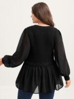Balloon Sleeve Solid Twofer Sweater - Image 4