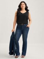 Solid V Neck Laser Cut Tank Top - Image 3