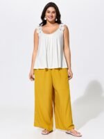 Supersoft Floral Lace Straps Pleated Tank Top - Image 3