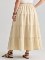 Shirred Wide Waistband Tiered Maxi Skirt - Image 5