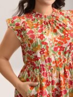 Floral Print Shirred Pockets Midi Dress - Image 21