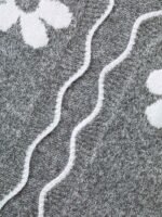 Floral Pattern Open-Front Knitted Cardigan - Image 6