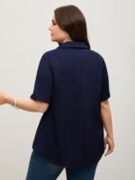 Knotted Front Asymmetrical Hem Blouse - Image 21