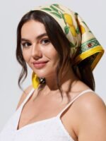 Retro Lemon Print Square Scarf