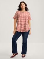 Gingham Print Button Back Blouse - Image 7