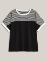 Solid and Striped Contrast Hem T-Shirt - Image 8