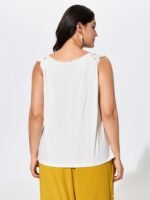 Supersoft Floral Lace Straps Pleated Tank Top - Image 4
