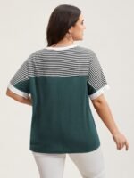 Solid and Striped Contrast Hem T-Shirt - Image 12