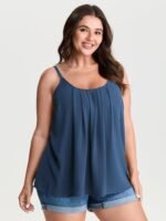 Pleated Flowy Plain Tank Top - Image 7