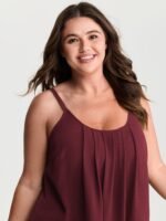 Pleated Flowy Plain Tank Top - Image 12