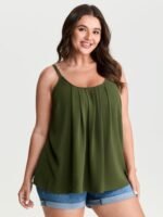 Pleated Flowy Plain Tank Top