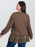 Plaid Pattern Layered Stretchy Sweatshirt - Image 21
