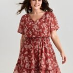 Floral Print Shirred Waist Mini Dress