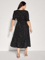 Shimmery Star Print Stretchy-Waist Midi Dress - Image 4