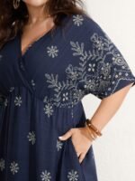 Surplice Neck Split Side Pockets Maxi Dress - Image 2