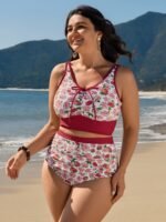 Floral Print Drawstring Front Bikini Top - Image 2
