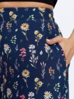 Ditsy Floral Print Stretchy Waist Wide Leg Pants - Image 3