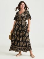 Paisley Print Pockets Shirred Waist Maxi Dress - Image 8