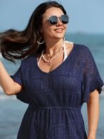 Textured Cut-Out Drawstring Swim Cover-Up - Image 13